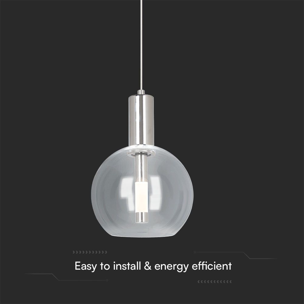 5W LED Pendant Light Clear Glass Body 3000K