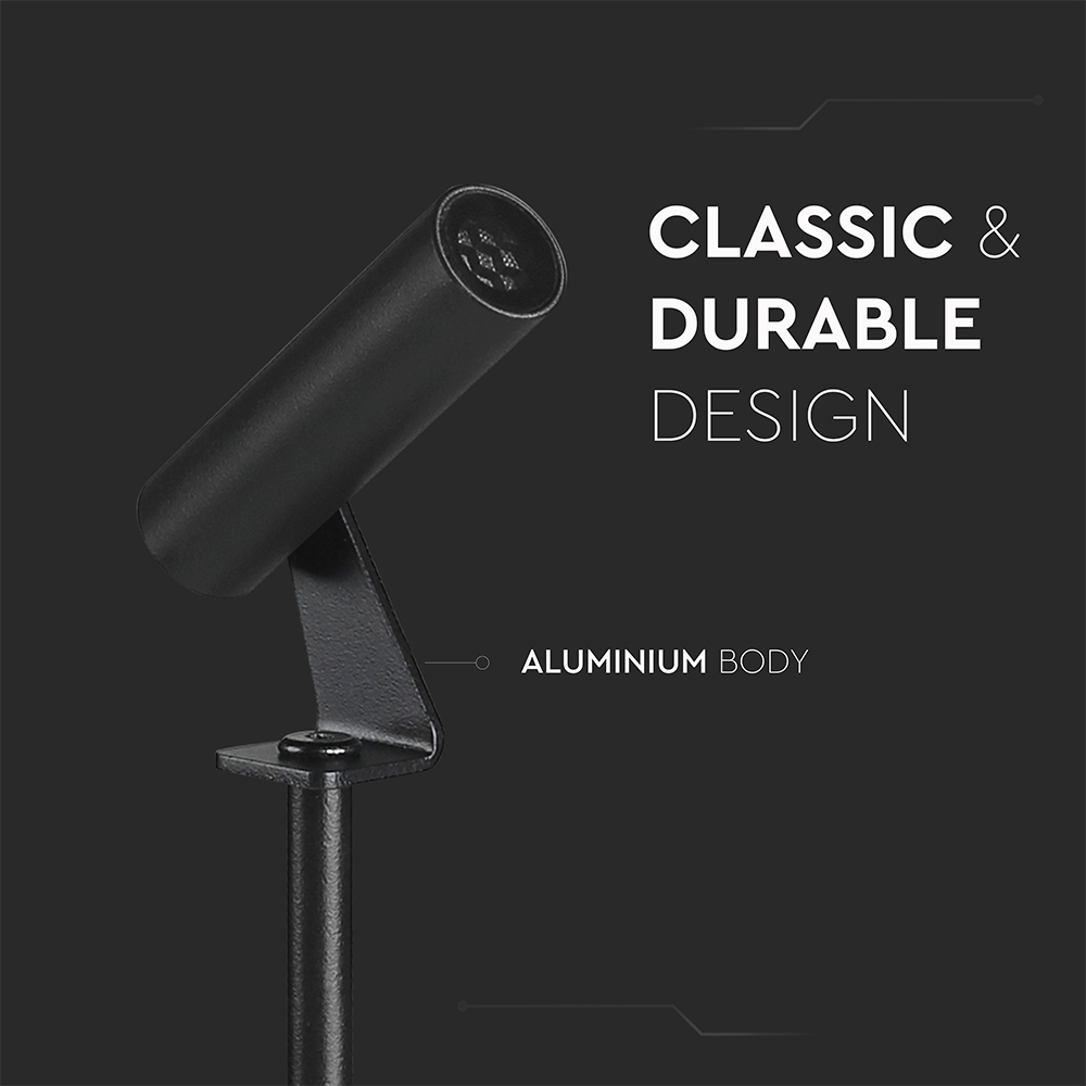 2W LED Spike Aluminum3000K Black Body IP65 Round img 2