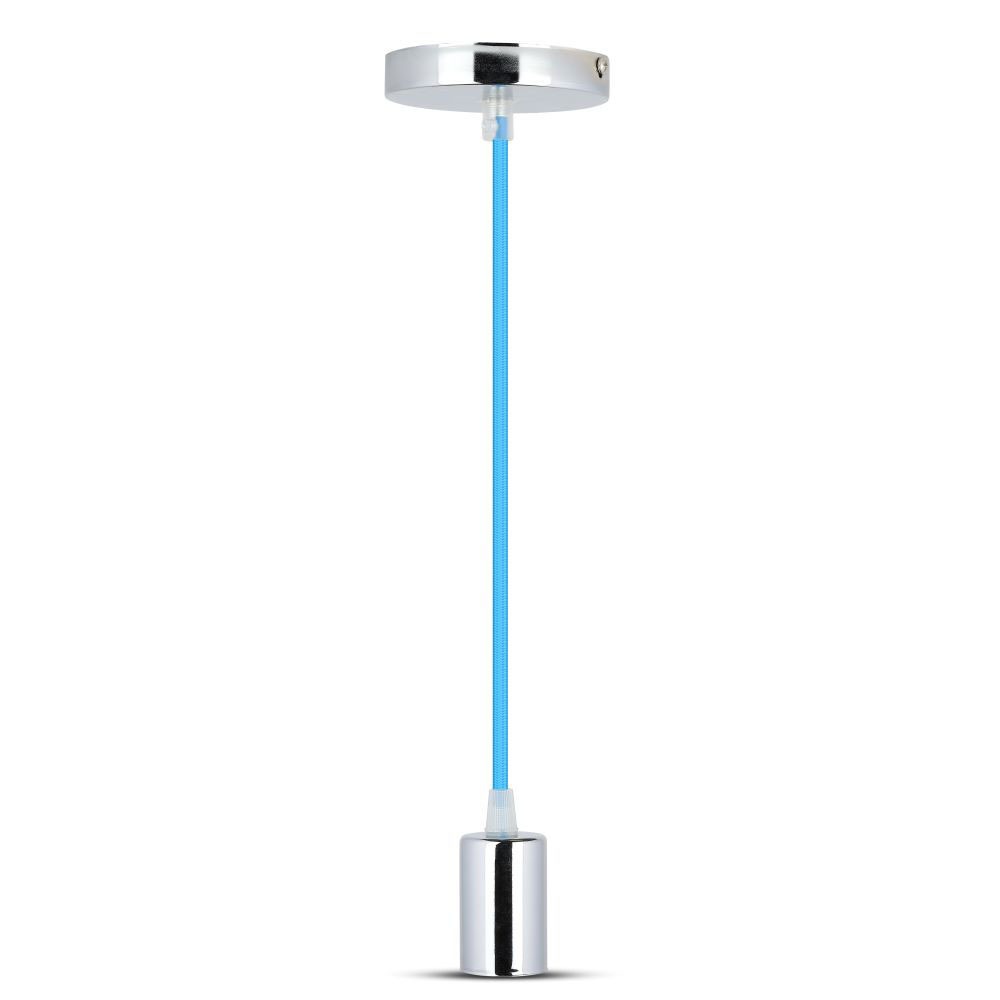 Lampadario con Portalampada Cromo Dome Blu Chiaro Cavo