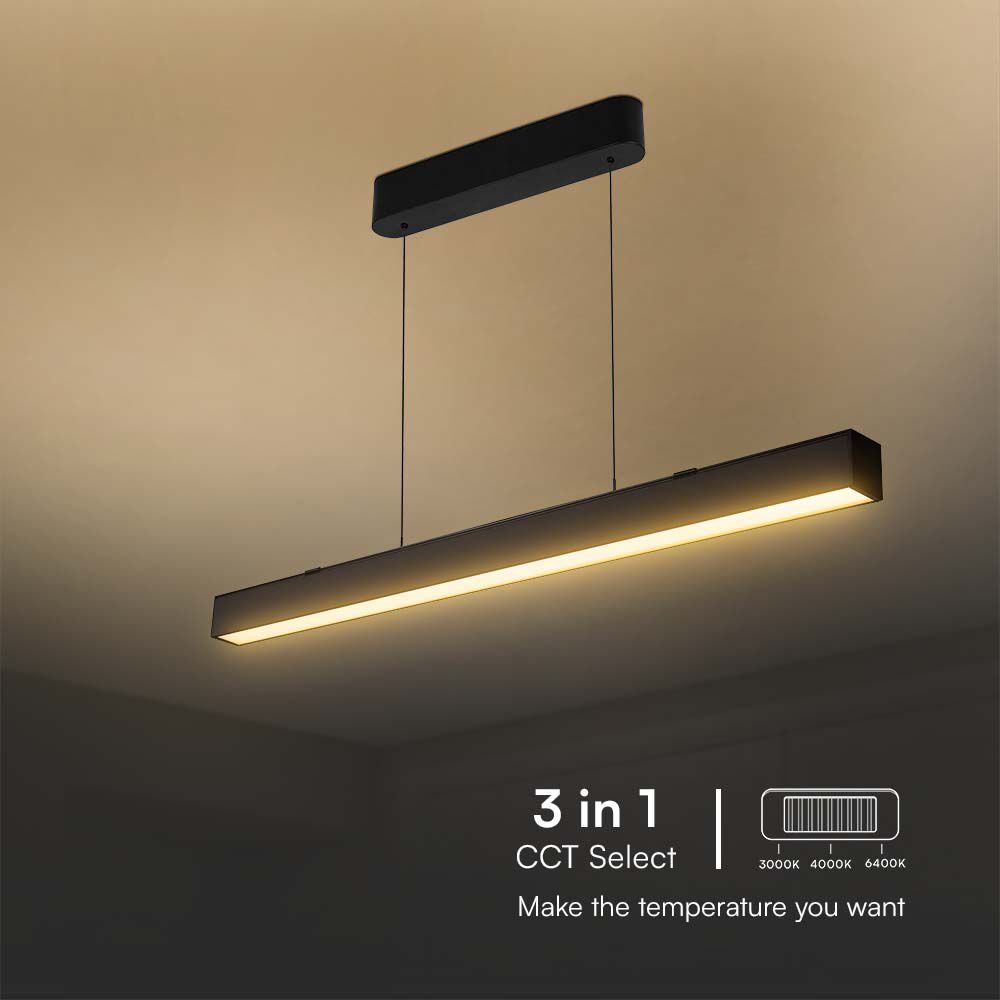 40W LED Linear Hanging Suspension Light : Up & Down System 3IN1 Black Body img 1