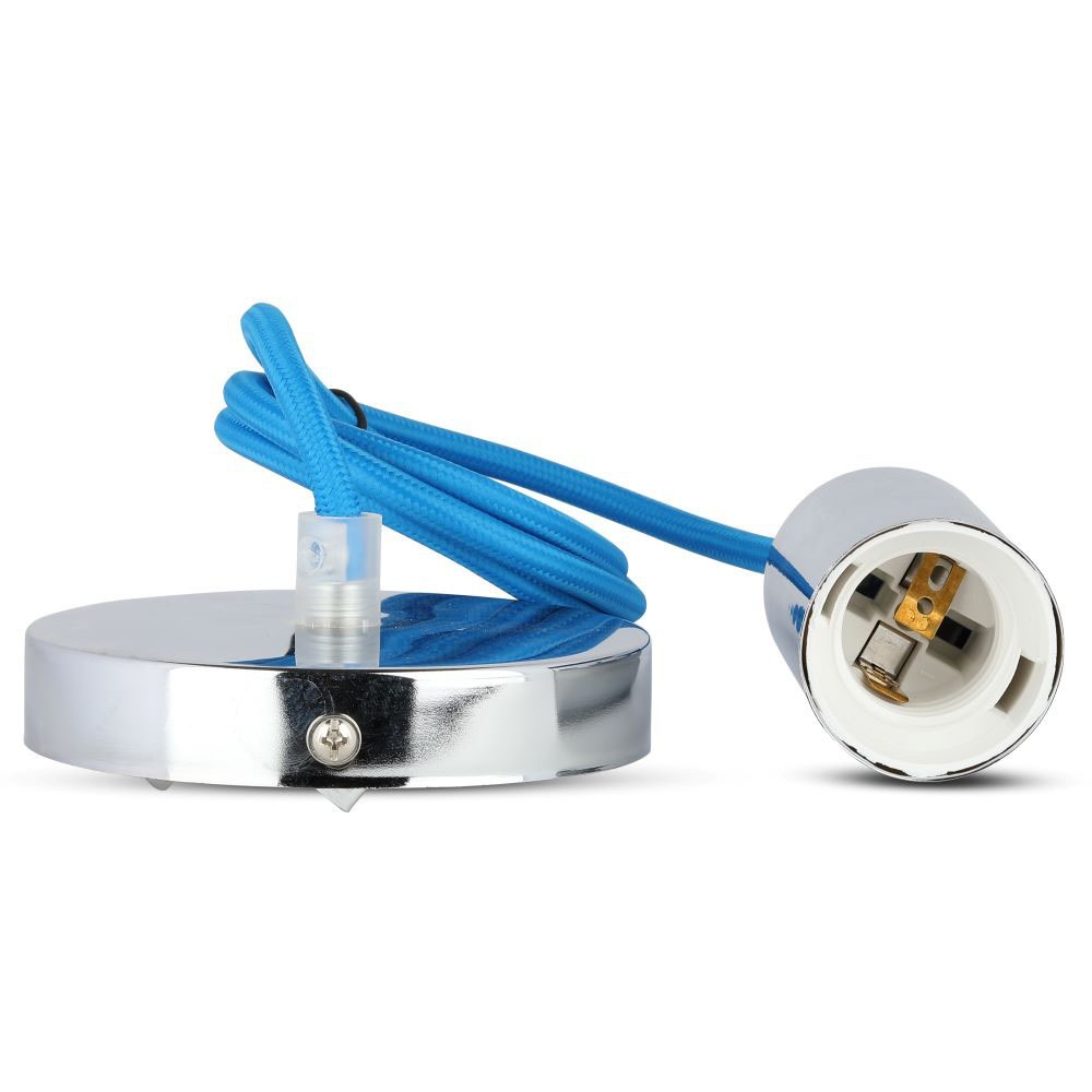 Lampadario con Portalampada Cromo Dome Blu Chiaro Cavo img 1