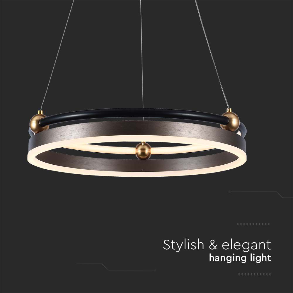 20W LED Designer Hanging Lamp Single Ring 3000K Coffee Body img 1