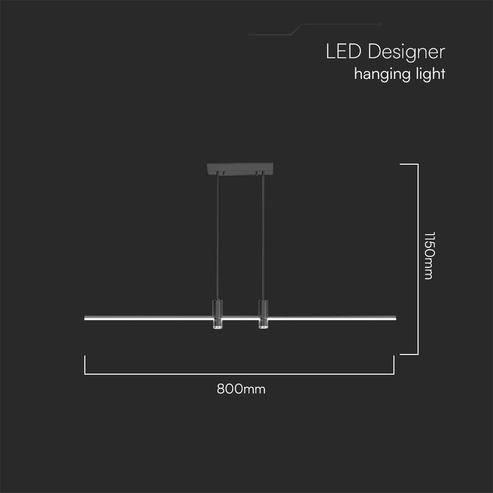 19W LED Designer Hanging Lamp Black 3000K