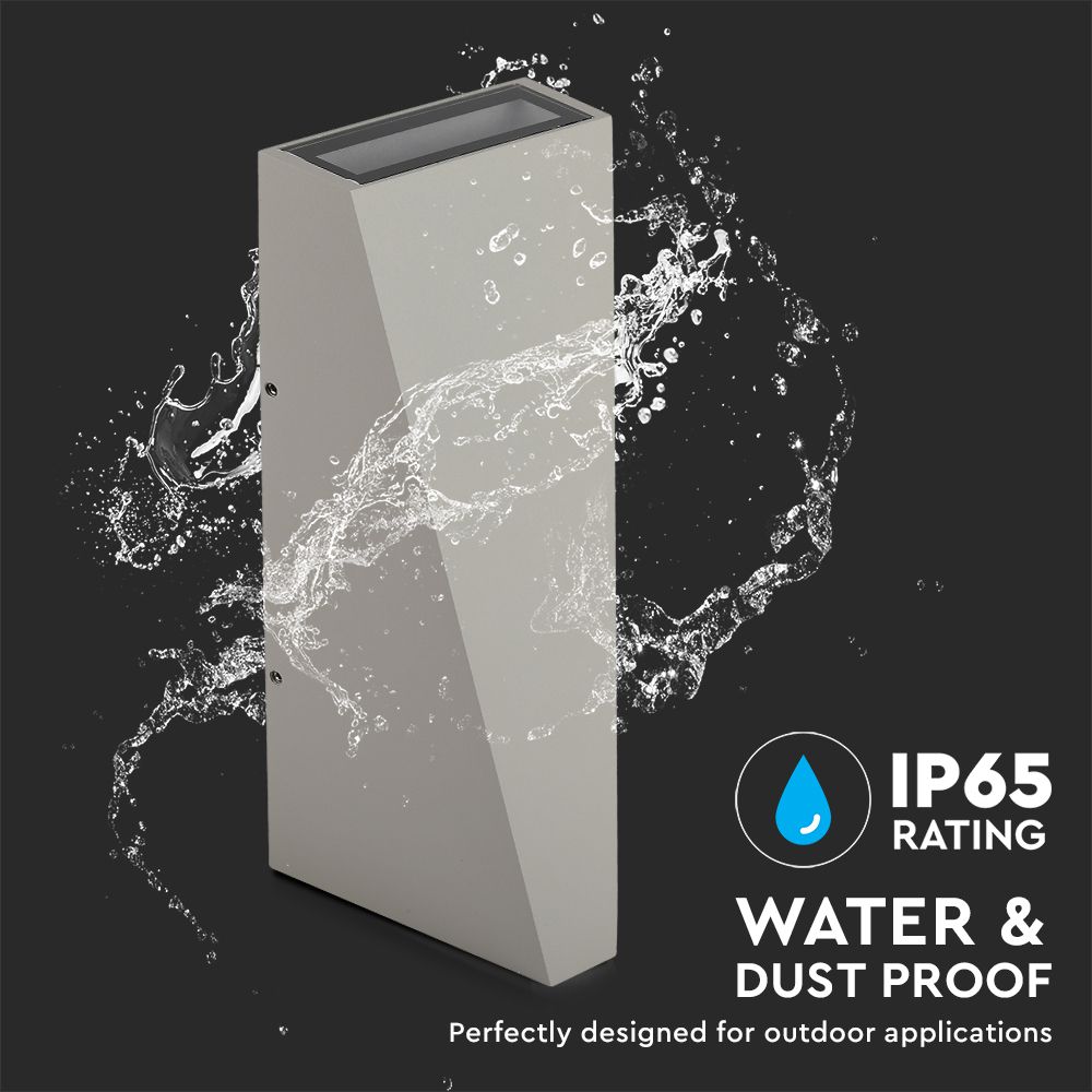 6W LED Wall Light Grey Body IP65 3000K img 1