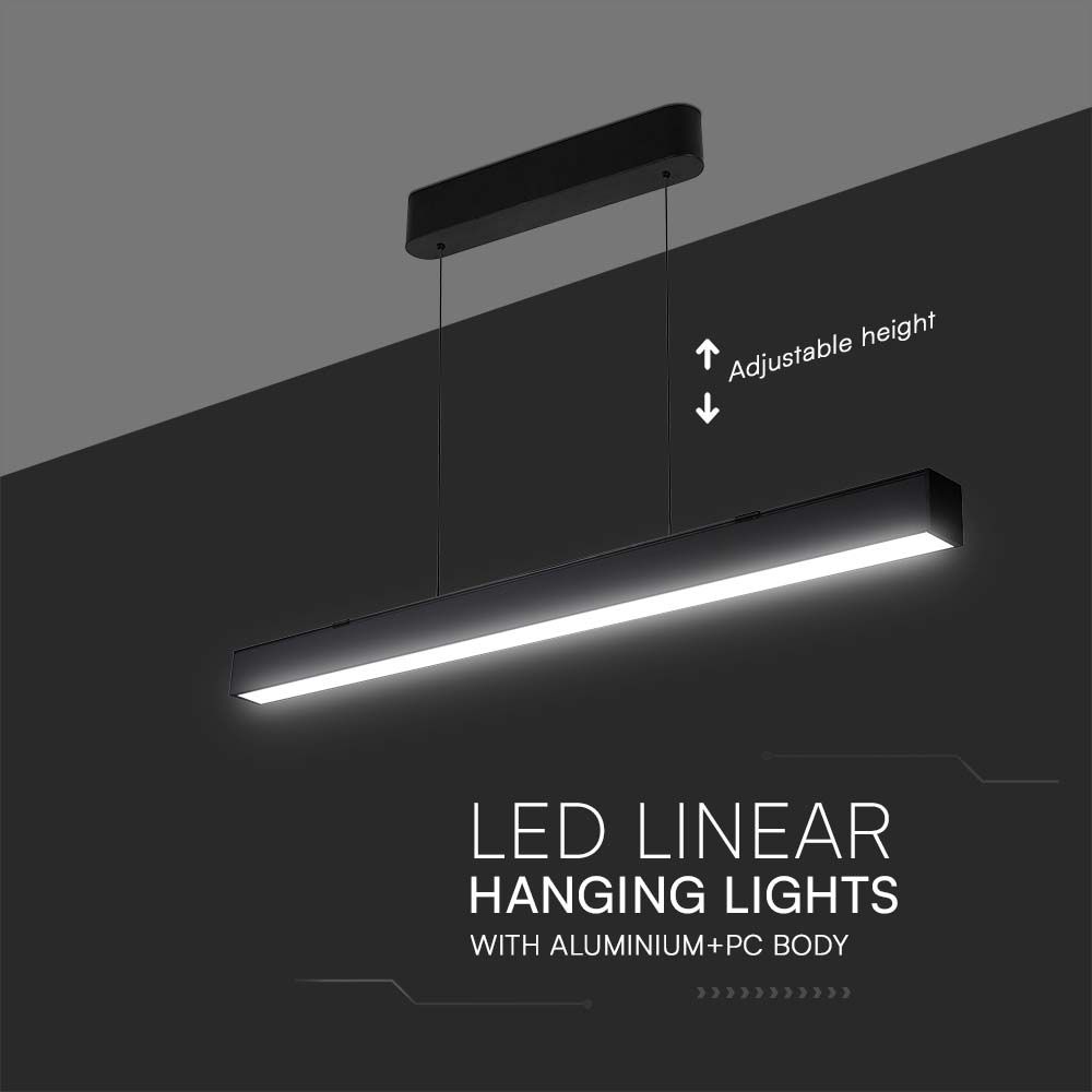 40W LED Linear Hanging Suspension Light : Up & Down System 3IN1 Black Body img 2