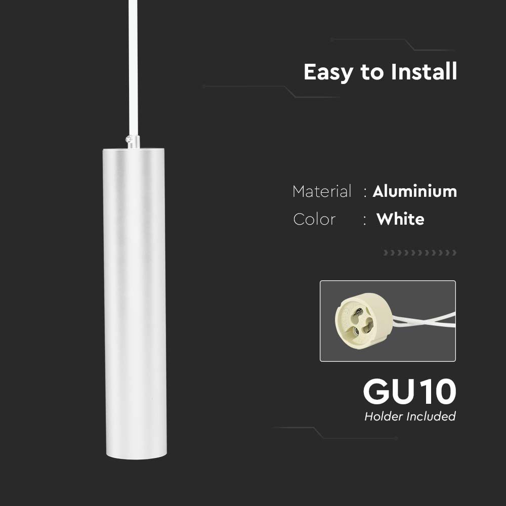 1*GU10 Hanging Pendant White D60*300MM img 1