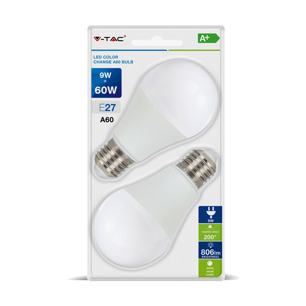 lampadina LED 9W E27 A60 cambia colore 3 in 1