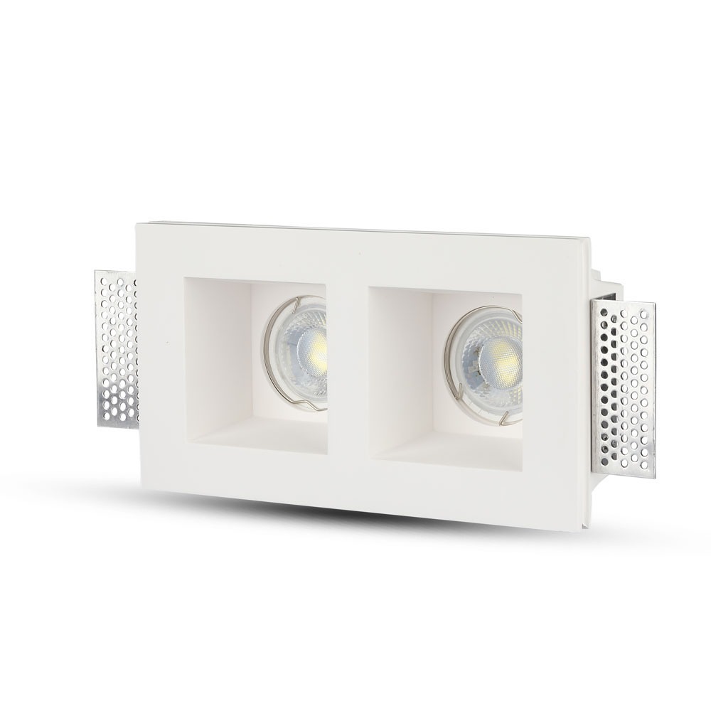 GU10 Corpo Quadrato Gesso Bianco 2 pz, img 1
