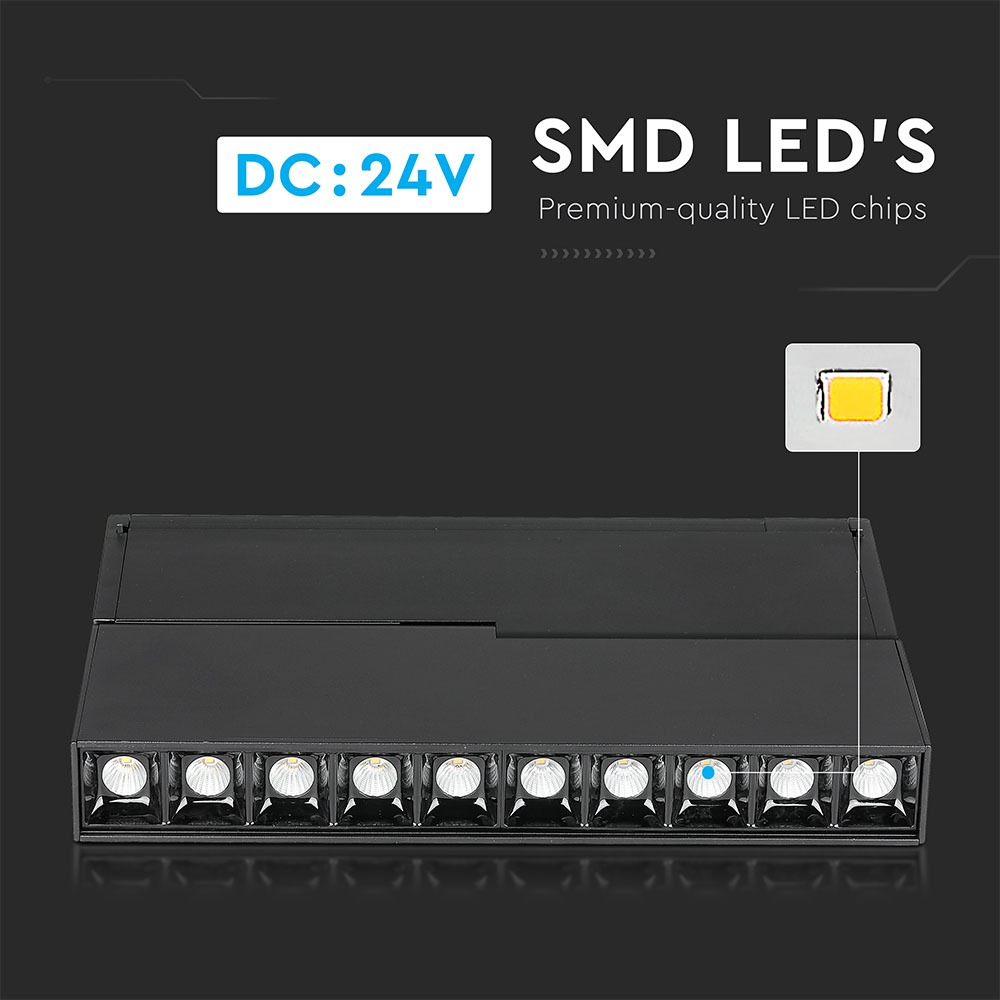 10 x 2W LED Faretto lineare magnetico SMD nero IP20 24V 4000K img 1