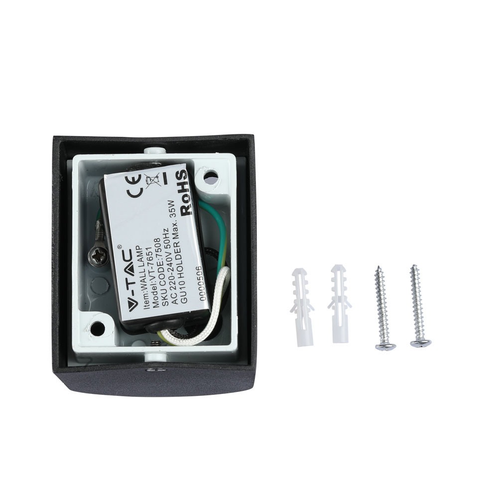 Portafaretto da Muro GU10 Alluminio Rotondo Nero a 1 Uscita img 3