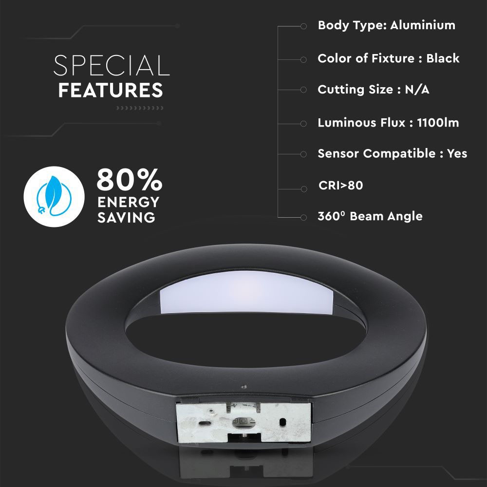 10W LED Wall Light Corpo Nero 4000K