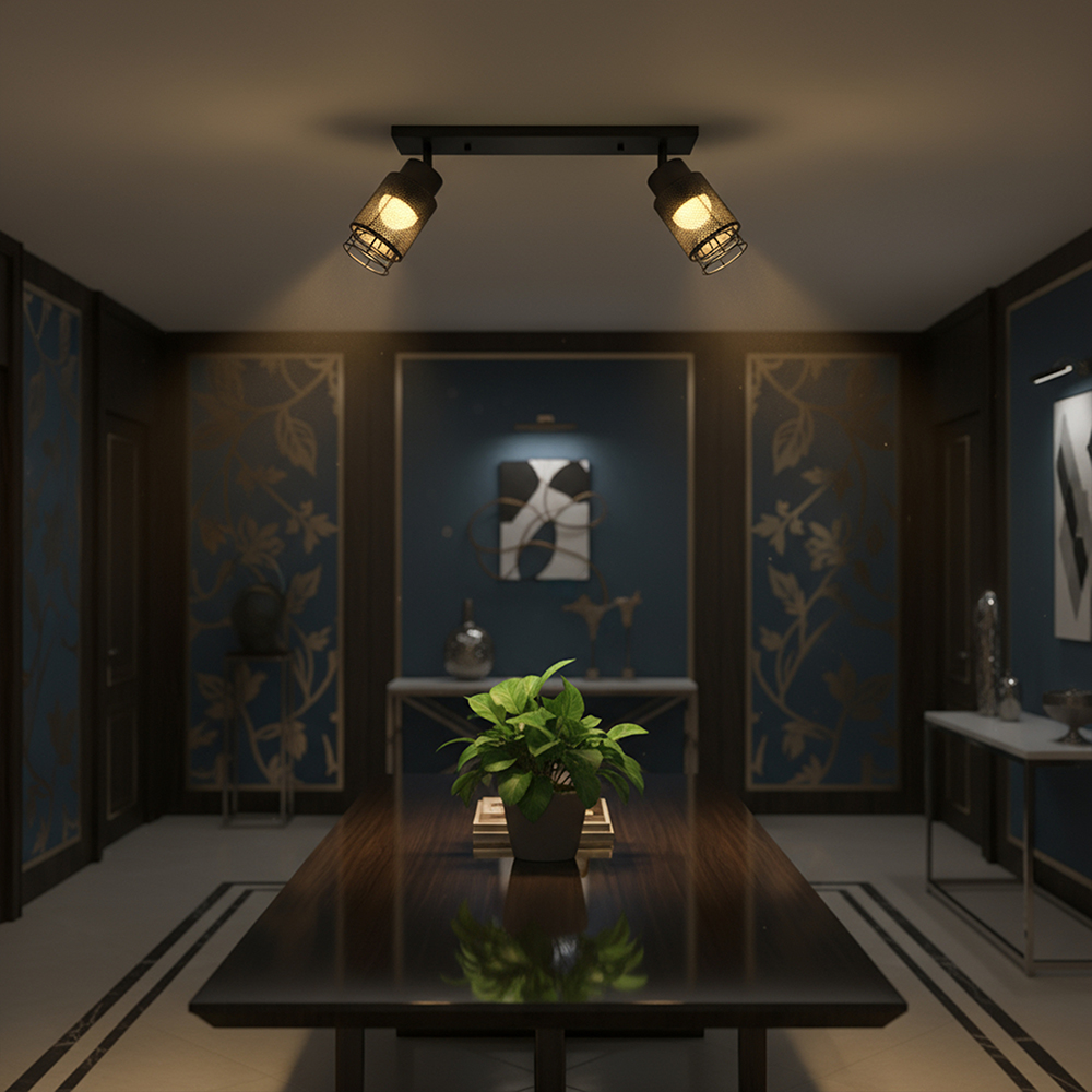 2X6W LED Decorative Ceiling Lamp (L400*W70*H30mm) 3000K Matt Black Body