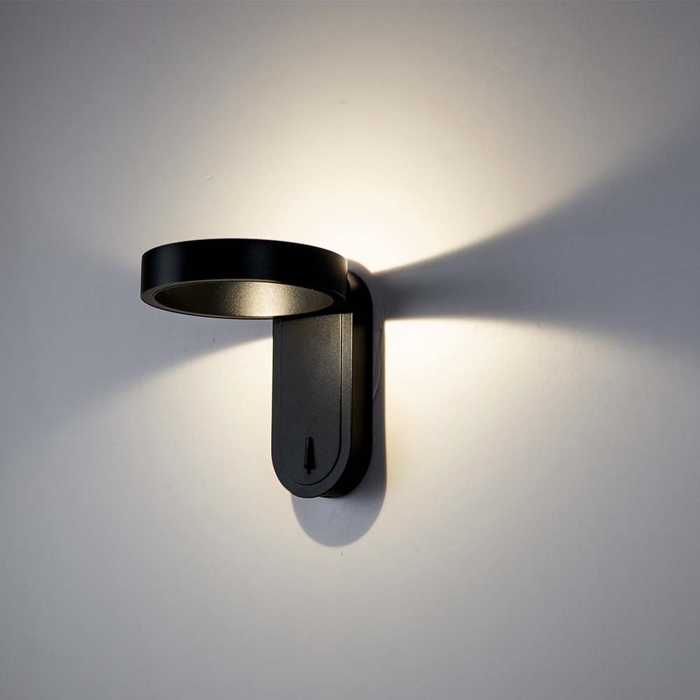 5W LED Wall Light 3000K+4000K Black Body IP65 img 1