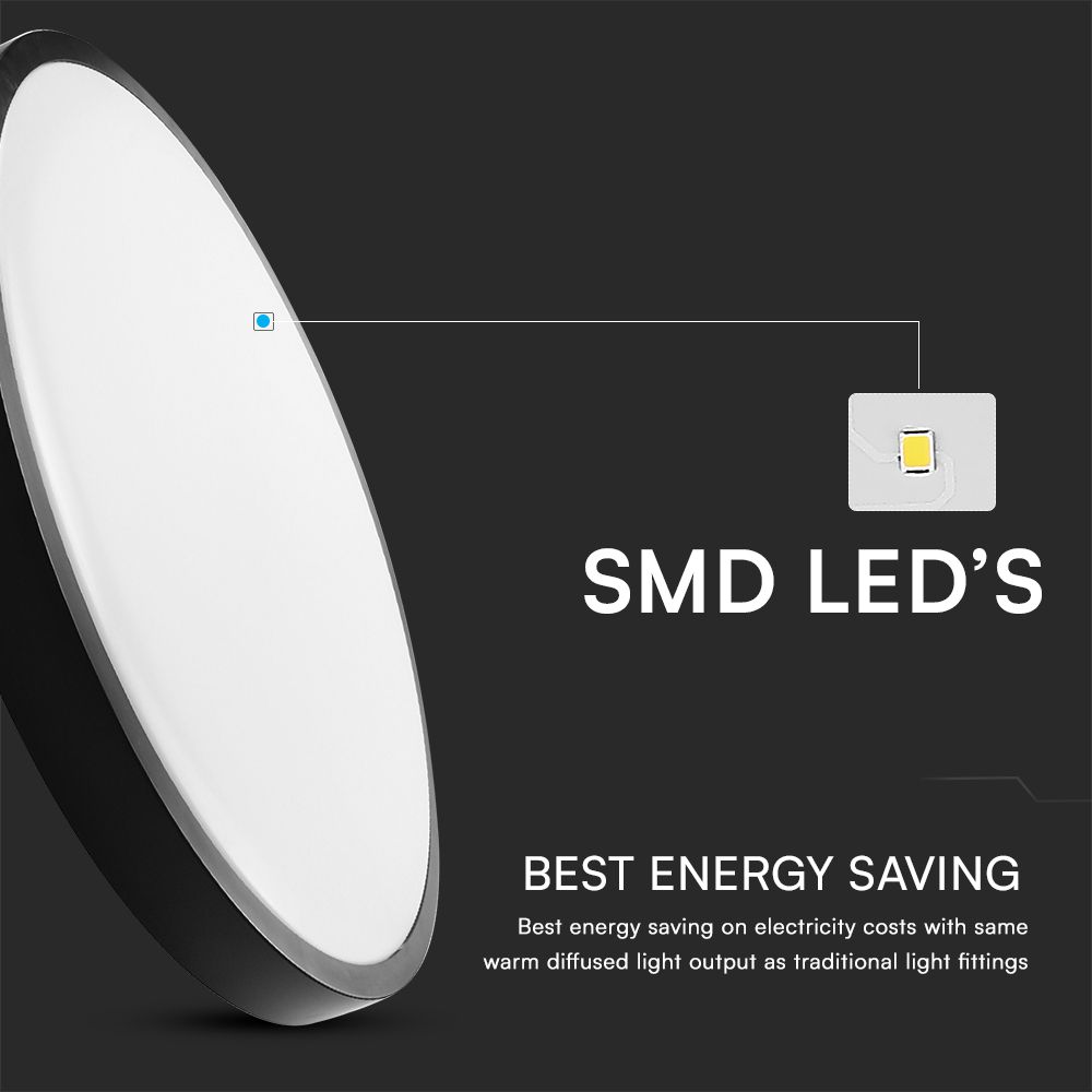 18W LED Dome Light With Sensor SAMSUNG Chip 4000K Round Black Frame IP44 img 1