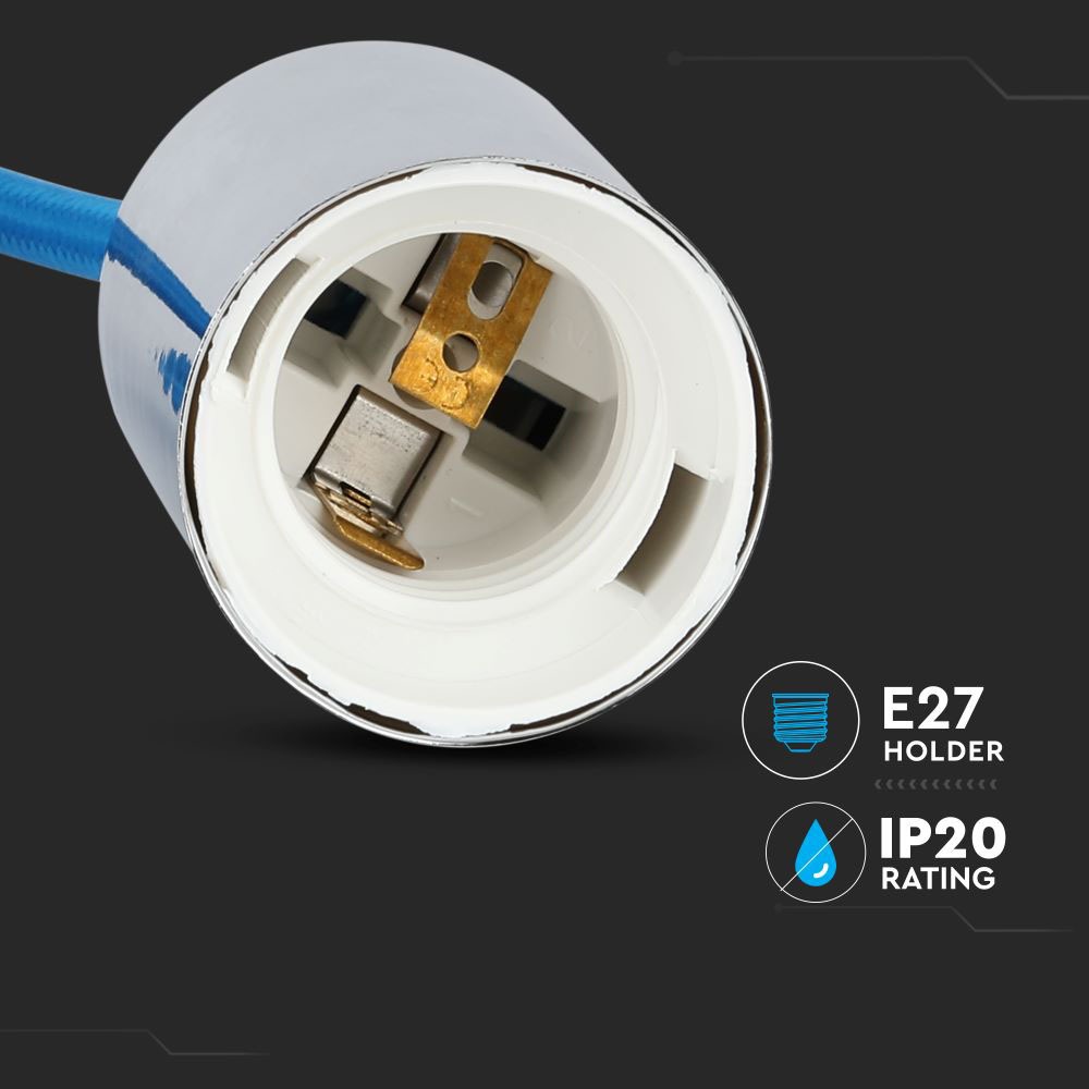 Lampadario con Portalampada Cromo Dome Blu Chiaro Cavo img 1