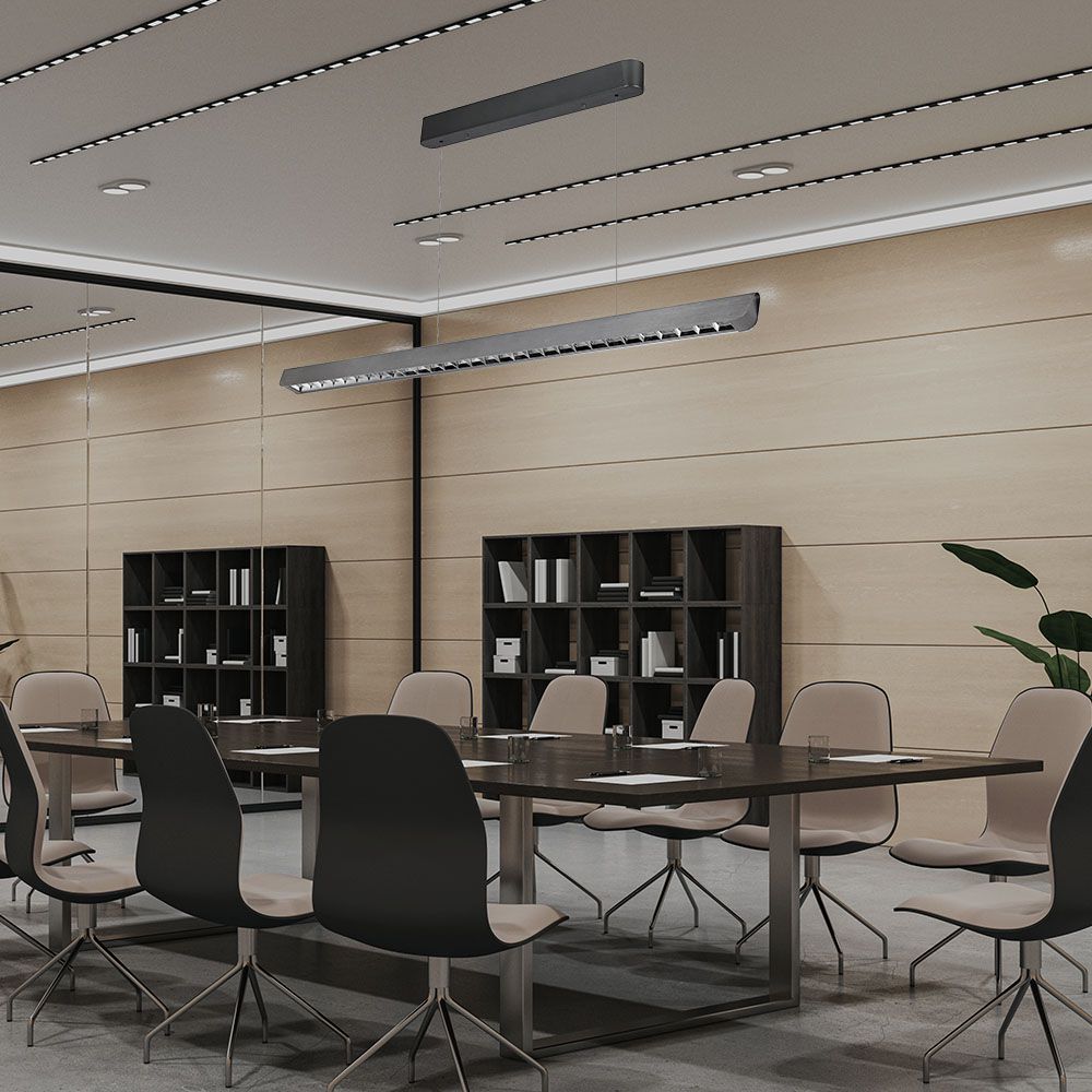 36W LED Linear Hanging Suspension Light Lens Type-CCT:3IN1 - Matte Grey