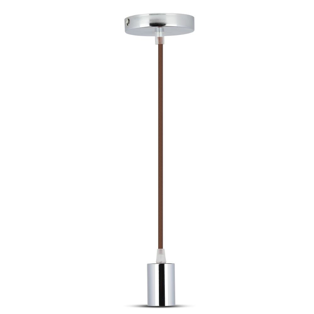 Lampadario con Portalampada Cromo Dome Marrone Chiaro Cavo