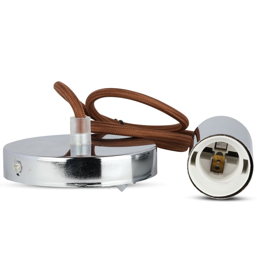 Lampadario con Portalampada Cromo Dome Marrone Chiaro Cavo img 1