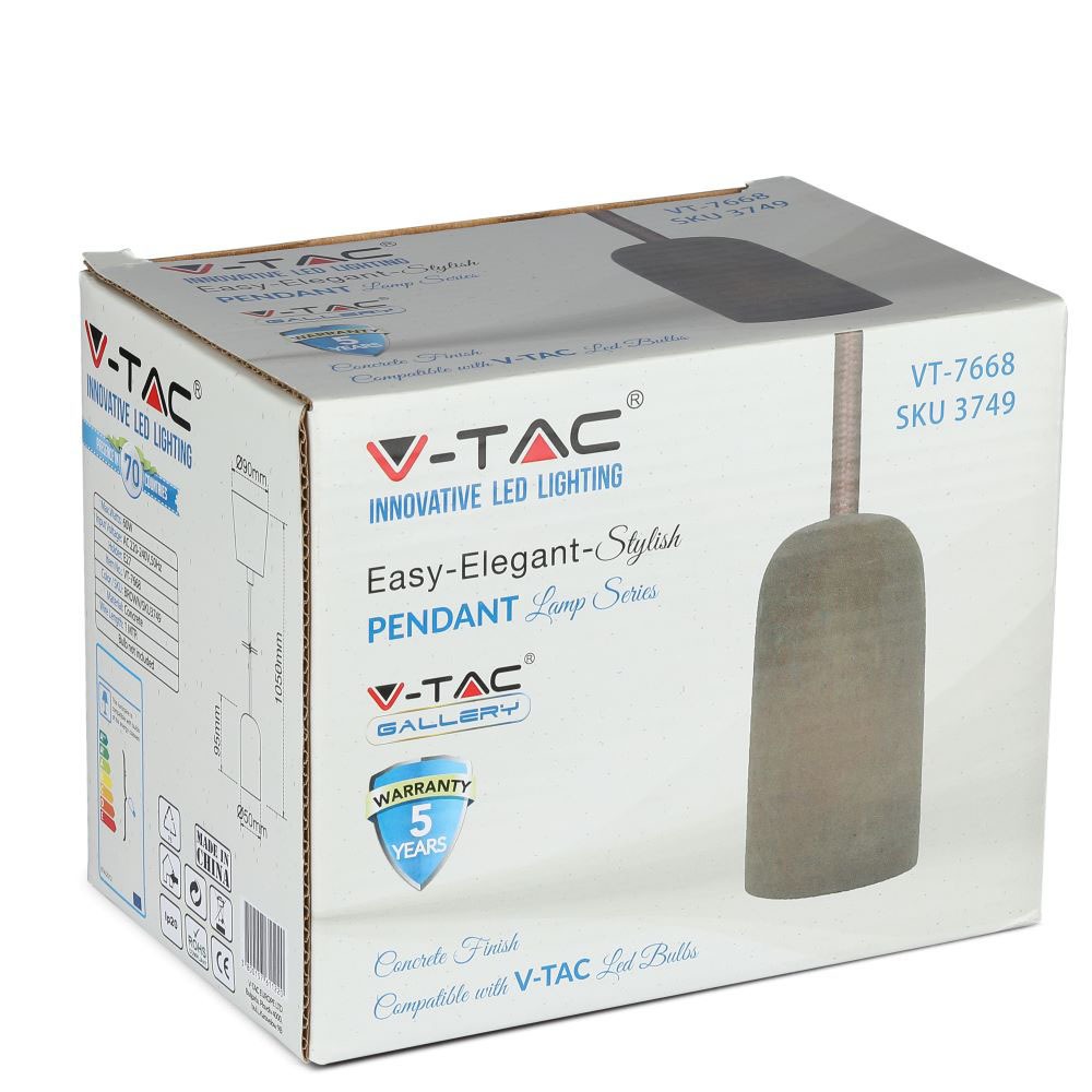 Lampadario con Portalampada Calcestruzzo Marrone chiaro