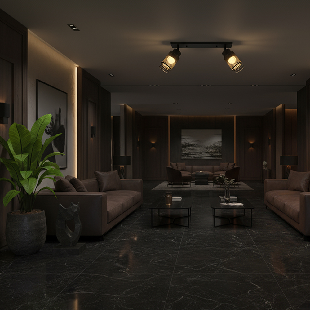 2X6W LED Decorative Ceiling Lamp (L400*W70*H30mm) 3000K Matt Black Body img 1