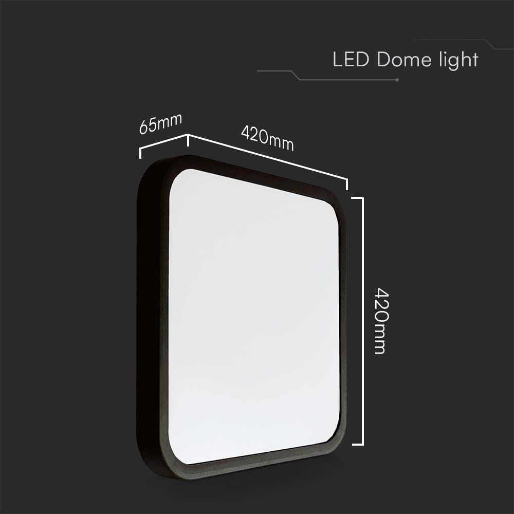 48W LED Dome Light Square Black Frame 6400K IP44