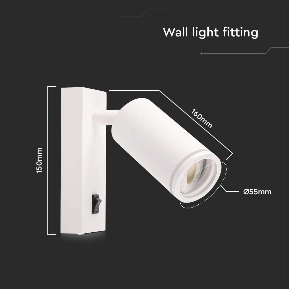 GU10 Spotlight Fitting Wall Mounted White Body