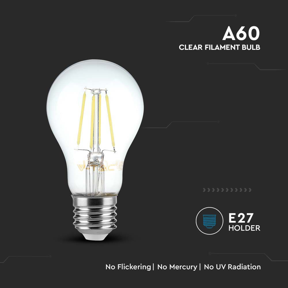 12W Filament E27 A60 Clear Cover 4000K