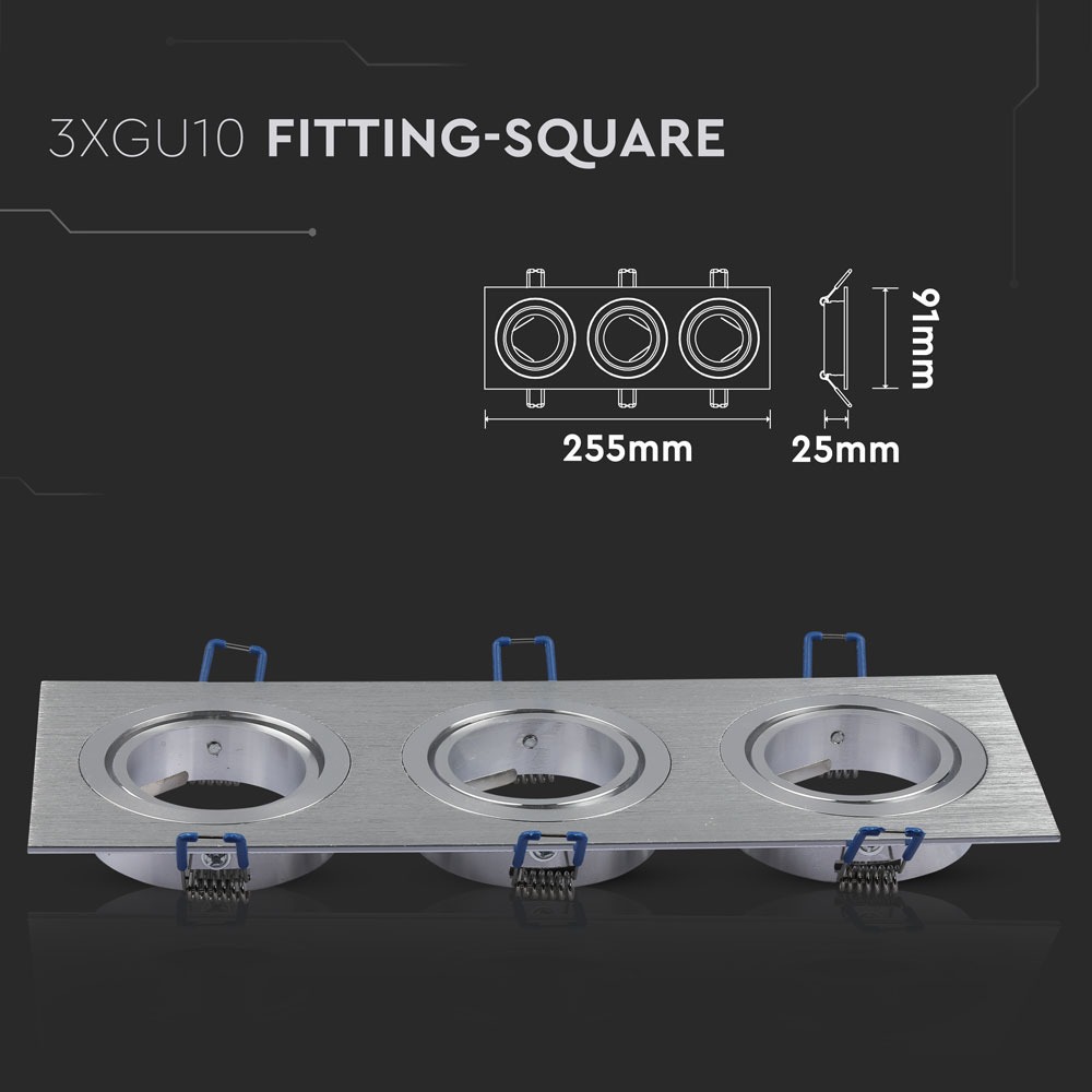 3*GU10 Corpo Aluminium Quadrato