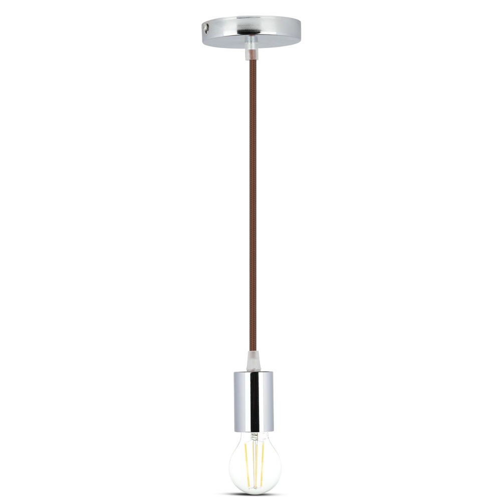 Lampadario con Portalampada Cromo Dome Marrone Chiaro Cavo img 2
