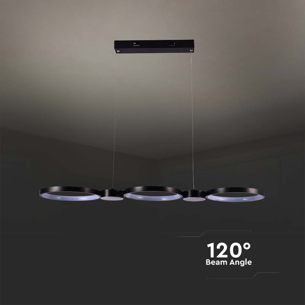 Lampadario LED a Sospensione con 3 Cerchi 38W in Metallo Colore Nero img 2