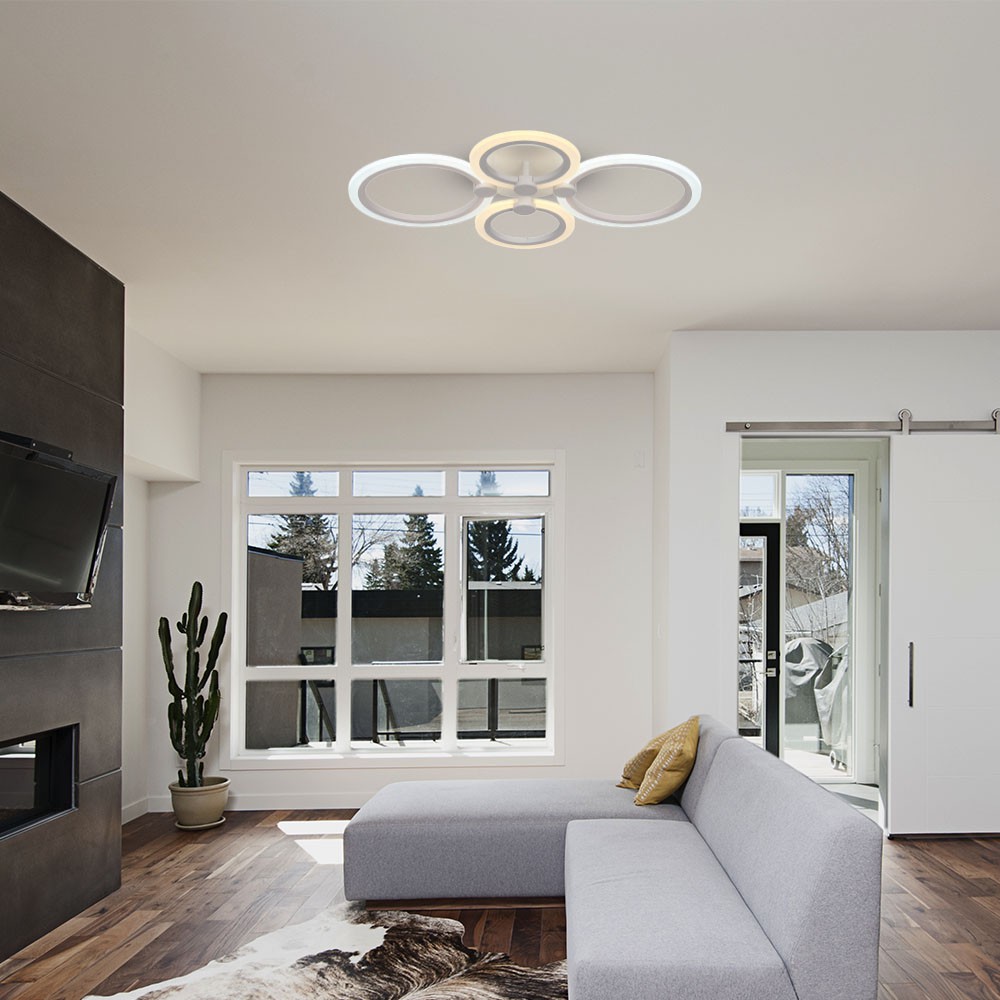 51W LED Ceiling Lamp 3 Step Dimmable With Remote Control White Body IP20