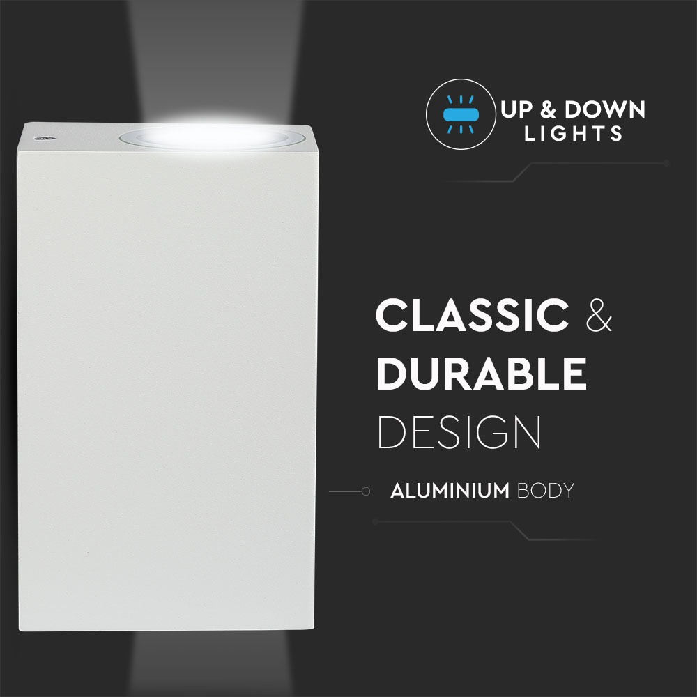 Wall Sleek Wall Fitting Quadrato Corpo Bianco 2 Way IP44 img 2