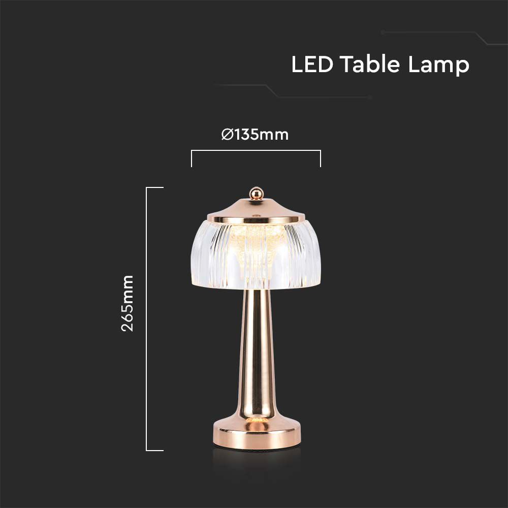 Lampada LED da Tavolo 1W 13.5X26.5 Colore Oro francese Ricaricabile con USB C Touch Dimmerabile 3in1