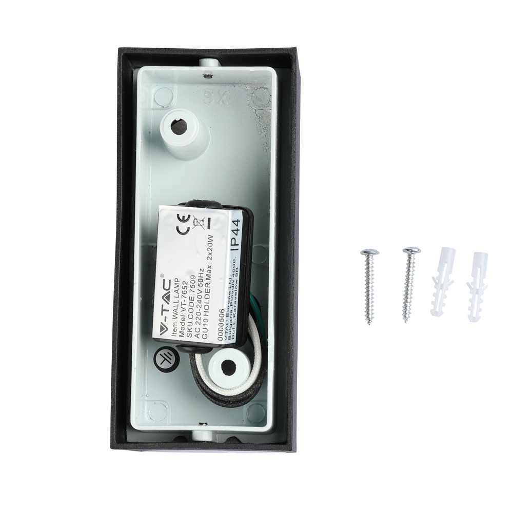 Portafaretto da Muro GU10 Alluminio Rotondo Nero a 2 Uscite img 4