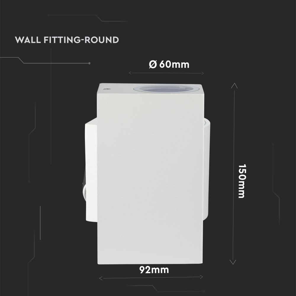 Wall Sleek Wall Fitting Quadrato Corpo Bianco 2 Way IP44