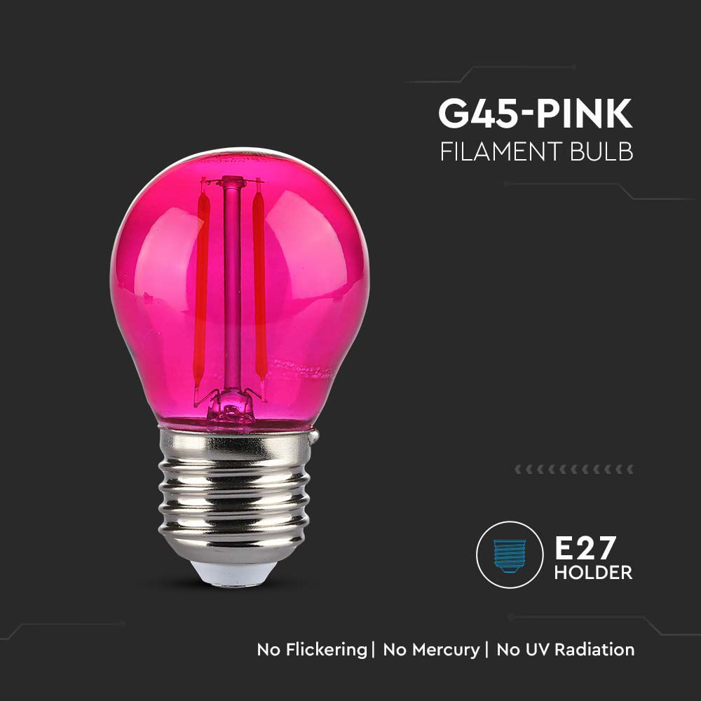 LED - 2W Filament E27 G45 Pink