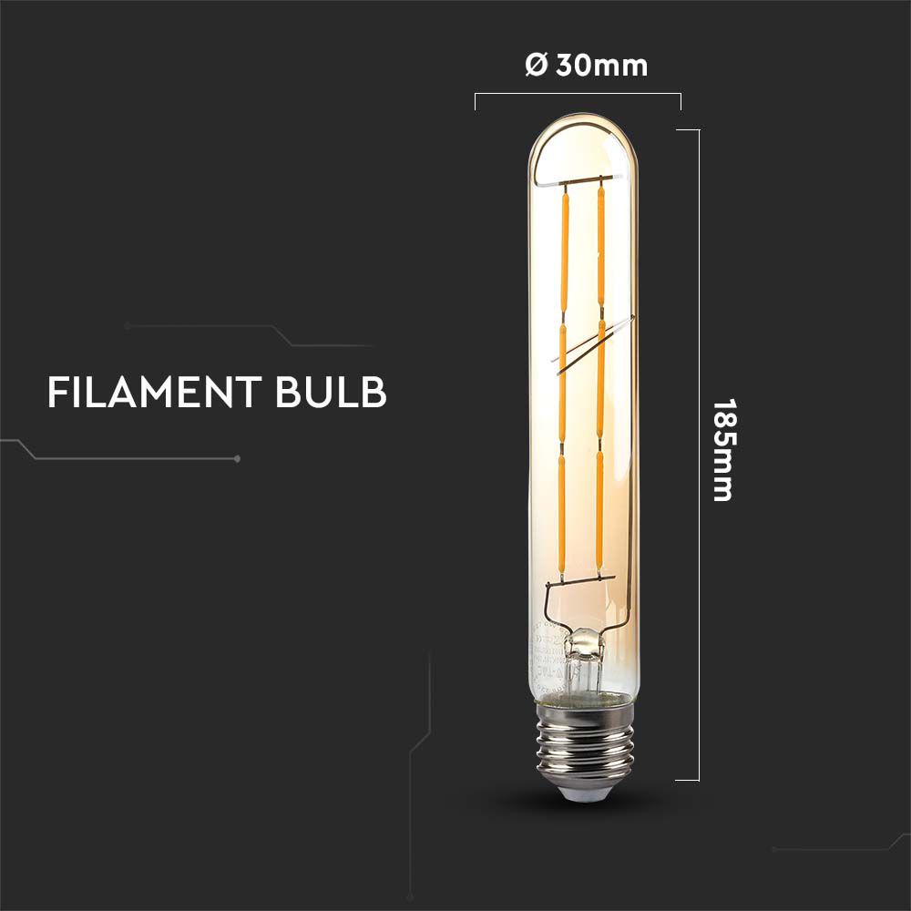LED - 6W T30 E27 Filament Amber 2200K