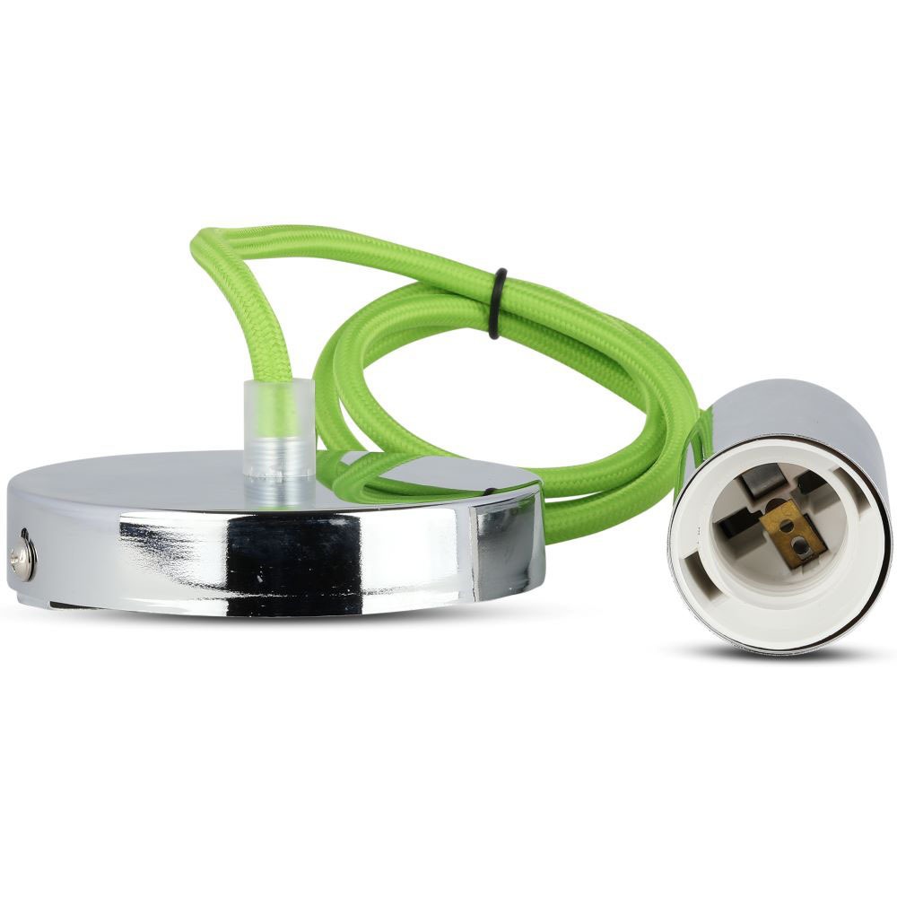 Lampadario con Portalampada Cromo Dome Verde Chiaro Cavo img 1