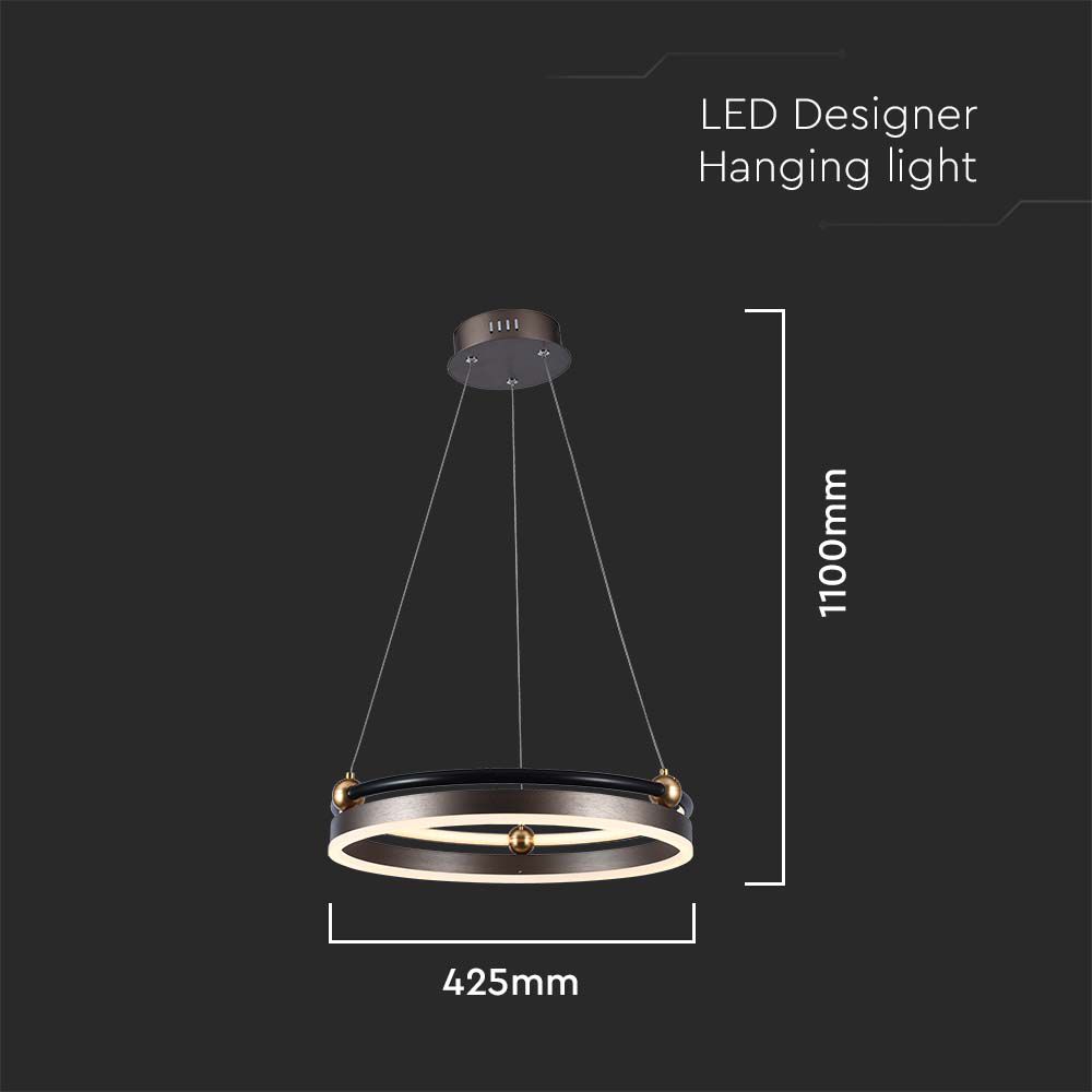 20W LED Designer Hanging Lamp Single Ring 3000K Coffee Body