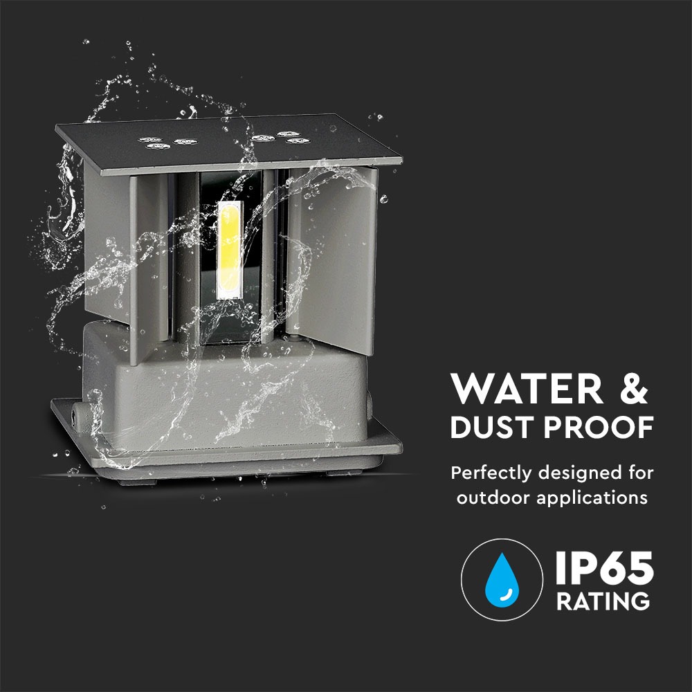 12W LED Wall Lamp Bridgelux Chip Grigio 4000K Quadrato img 2