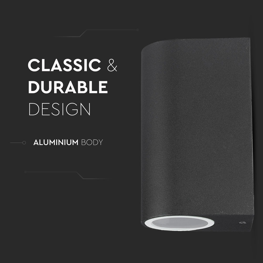 Portafaretto da Muro GU10 Alluminio Rotondo Nero a 2 Uscite img 2