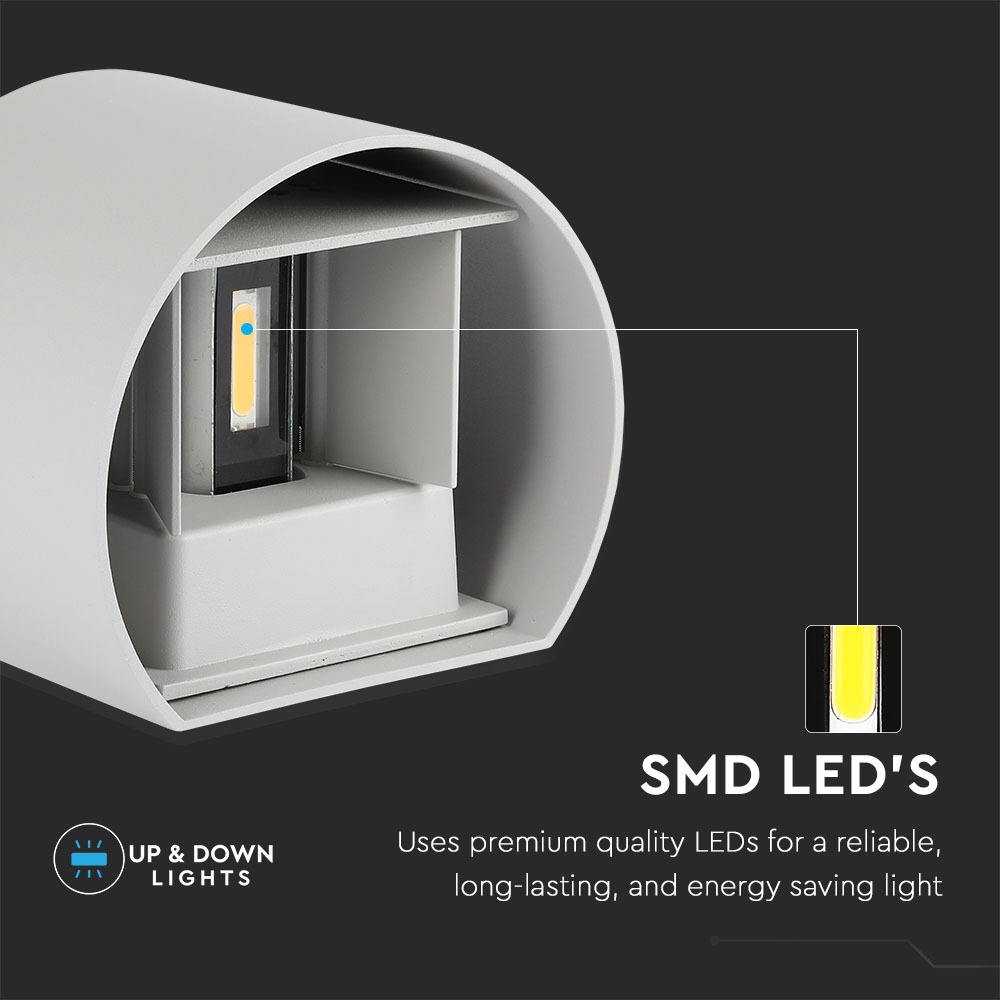 6W Lampada da parete Bridglux Chip Corpo Grigio Rotondo Bianco caldo