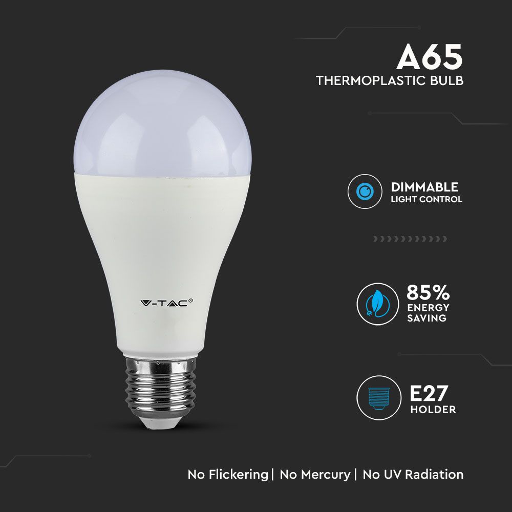 LED Bulb - SAMSUNG CHIP 17W E27 A65 Plastic 6400K Dimmerabile img 1