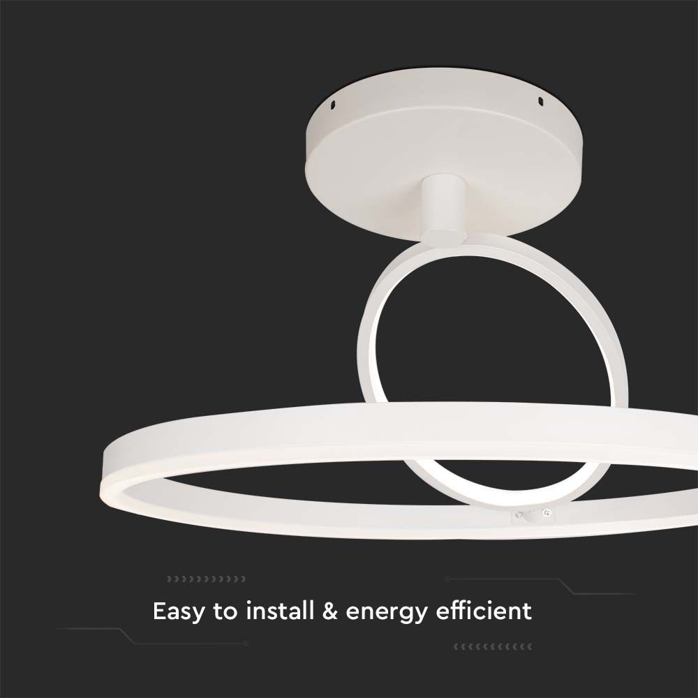 38W LED Designer Ceiling Light White 500*200MM Double Round 