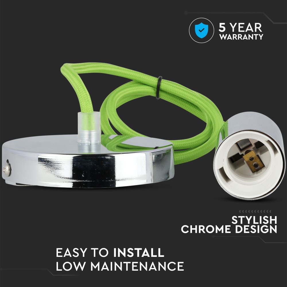 Lampadario con Portalampada Cromo Dome Verde Chiaro Cavo