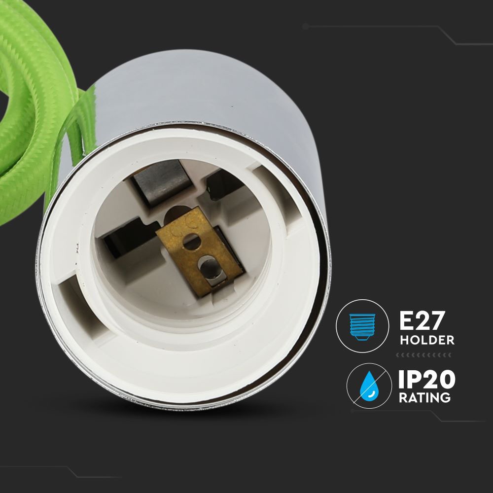 Lampadario con Portalampada Cromo Dome Verde Chiaro Cavo img 1