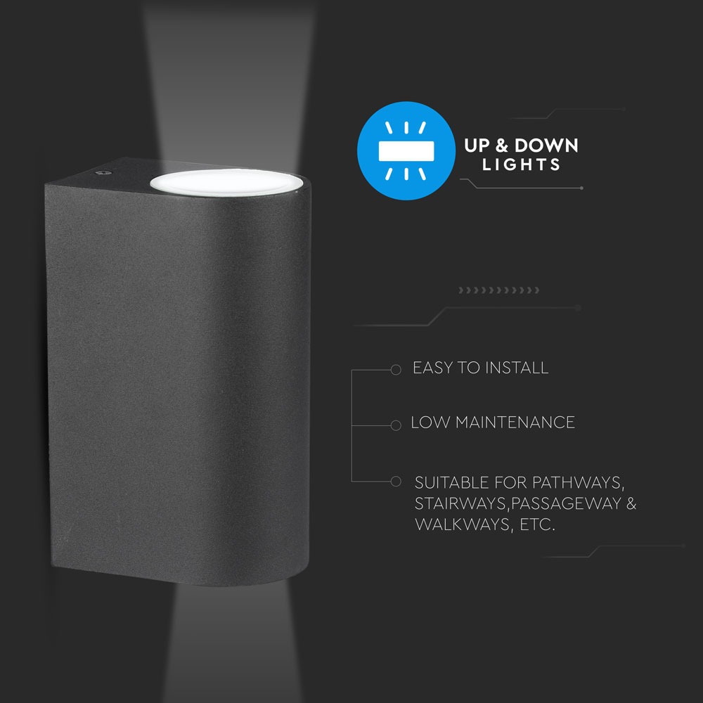 Portafaretto da Muro GU10 Alluminio Rotondo Nero a 2 Uscite img 3