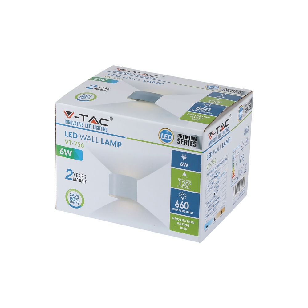 6W Lampada da parete Bridglux Chip Corpo Grigio Rotondo Bianco caldo