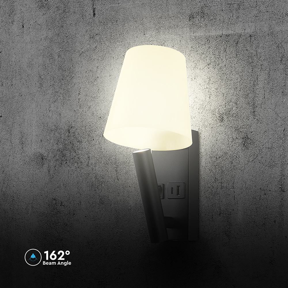 8W LED Bedside Light CREE CHIP Aluminum+PC + Iron Black Body IP20 3000K img 3