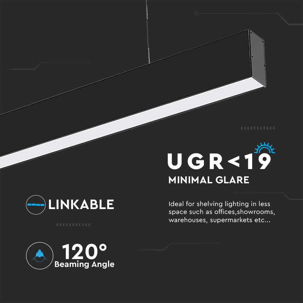 Luce lineare a LED SAMSUNG Chip 40W Corpo nero sospeso 3 in 1 img 2